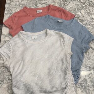 Abercrombie Kids Ribbed Tops in Blue and White and Pink